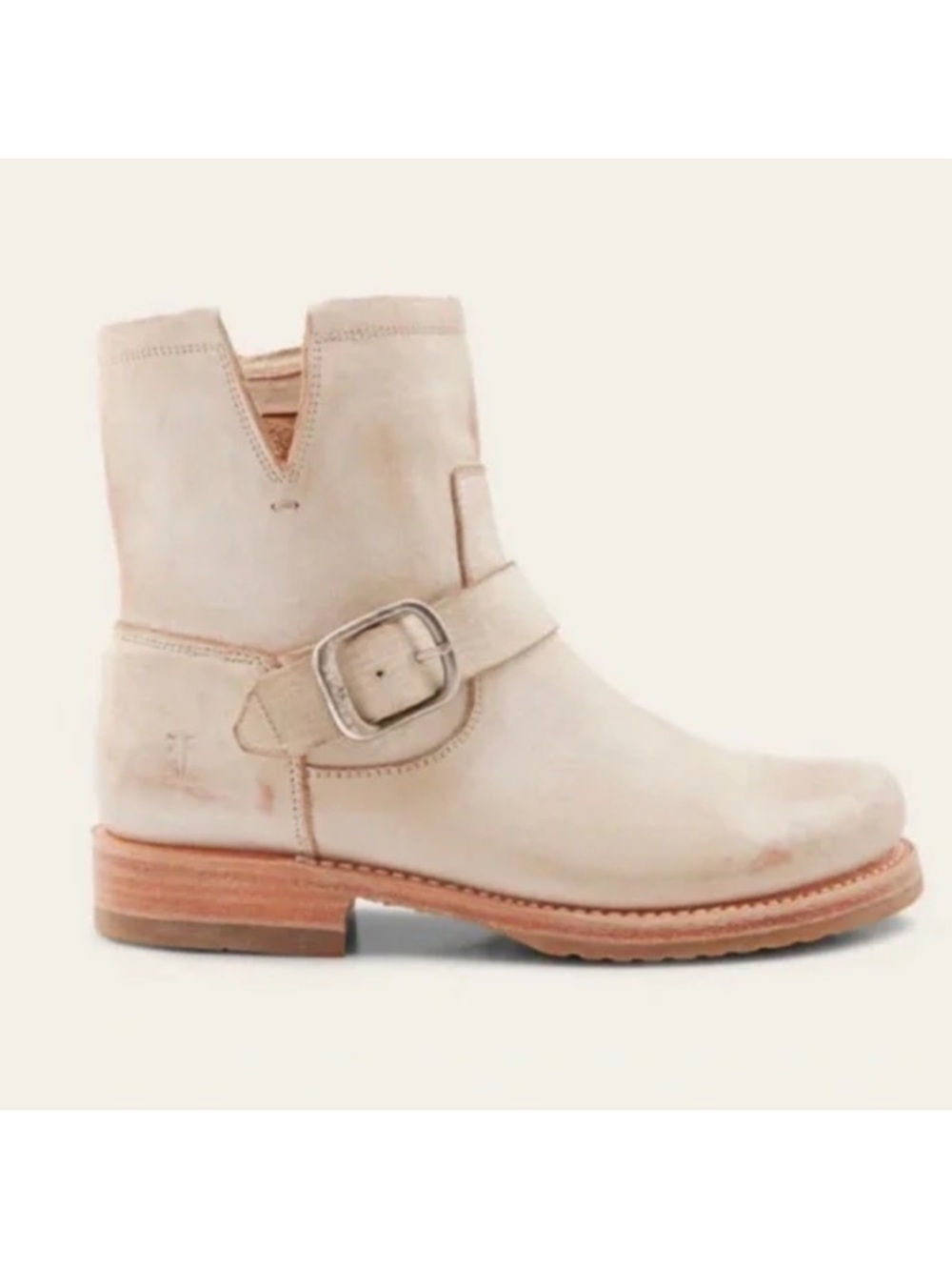Frye Veronica Booties White/ Cream Distressed Leather Boots